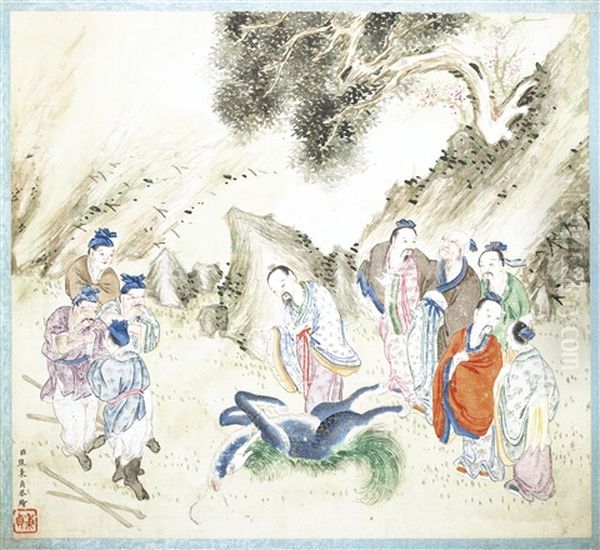 Album Sur La Vie De Confucius (alb W/works After Jiao Bingzhen) Oil Painting by  Chen Bangyan