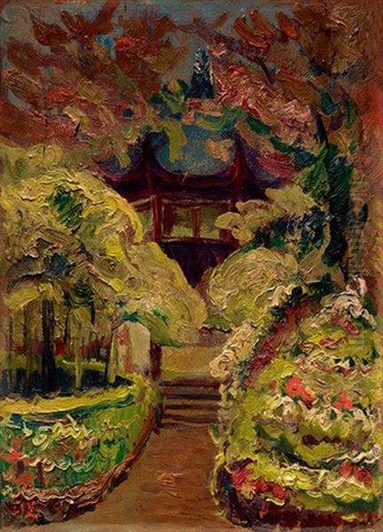 Zhongshan Park At West Lake Oil Painting by  Chen Cheng-Po