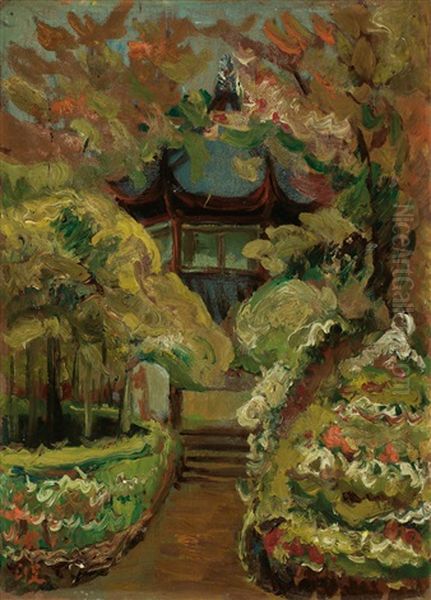 Zhongshan Park At West Lake (1929 Works) Oil Painting by  Chen Cheng-Po