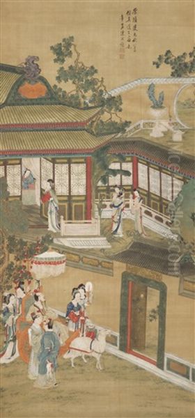 Palace Garden Oil Painting by  Chen Hongshou