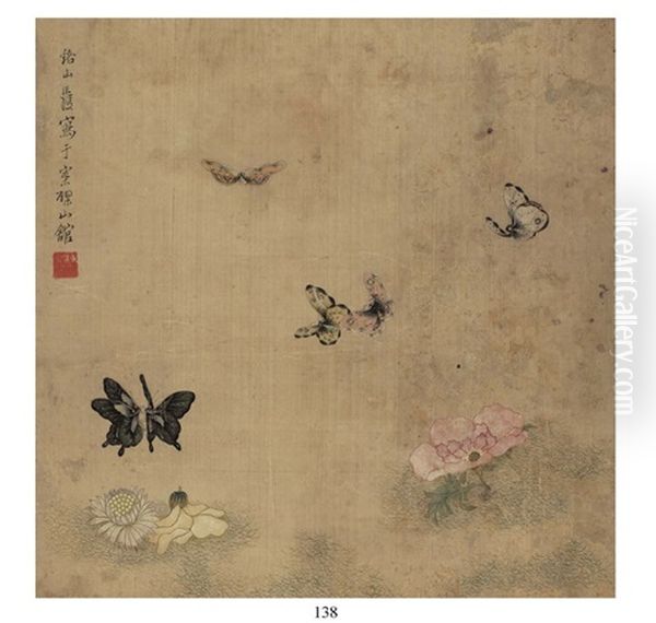 Butterfly Oil Painting by  Chen Hongshou