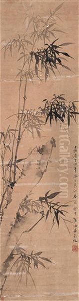 Bamboo And Stones Oil Painting by  Chen Hongshou