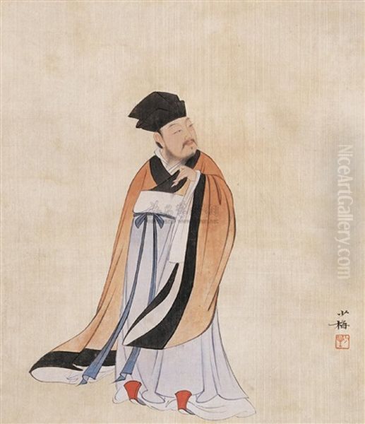 Portrait Of Dongpo Oil Painting by  Chen Shaomei