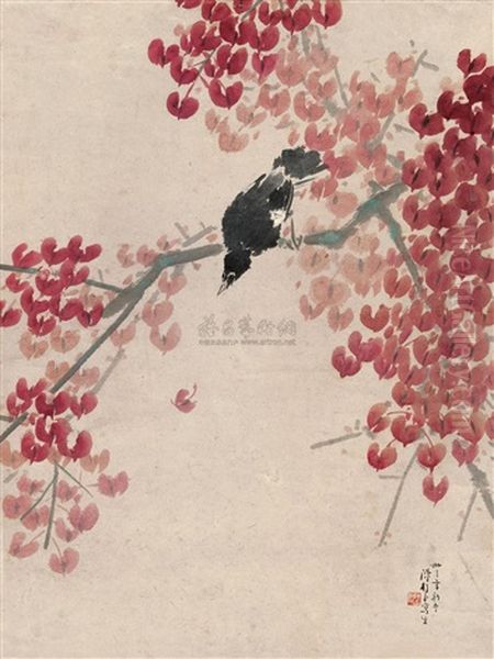 Mynah And Tree Oil Painting by  Chen Shuren