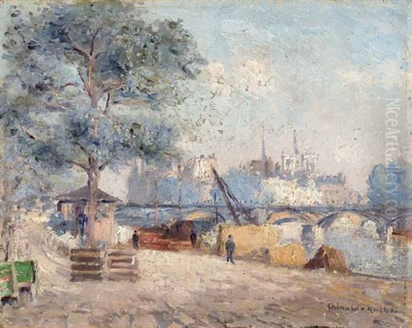 Blick Auf Den Seinequai Mit Pont Des Arts Im Hintergrund Oil Painting by Georges Chenard-Huche