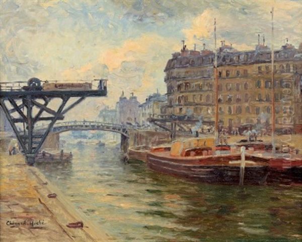 Canal Saint-martin Oil Painting by Georges Chenard-Huche