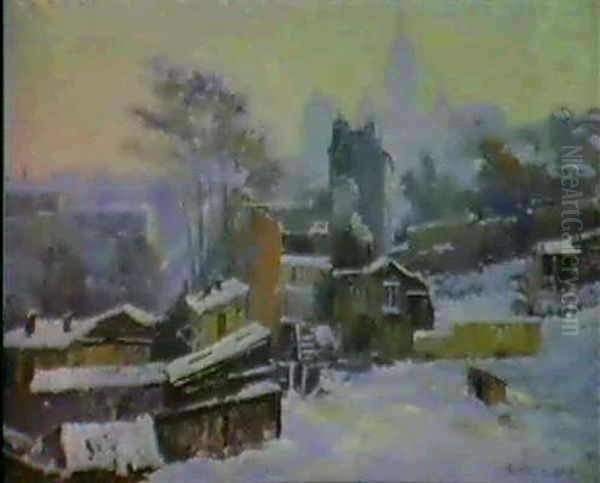 Montmartre At Twilight In Winter by Georges Chenard-Huche