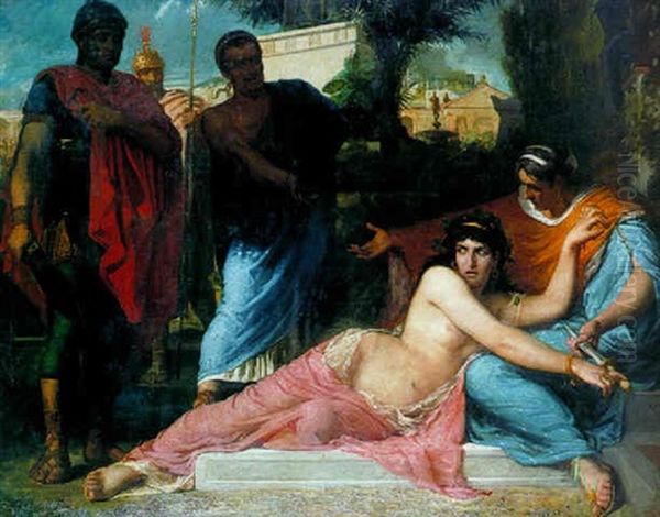 Antoine Et Cleopatre Oil Painting by Paul Marc J. Chenavard