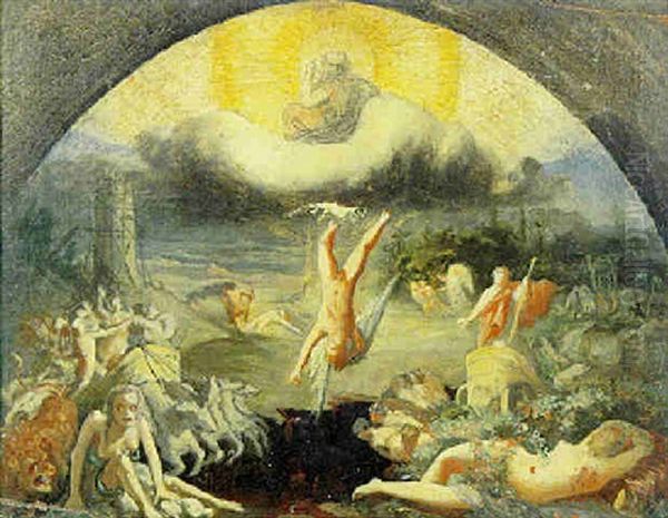 La Chute De L'ange Oil Painting by Paul Marc J. Chenavard