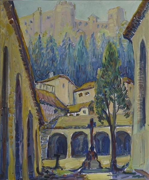 The Courtyard Oil Painting by Russell Cheney