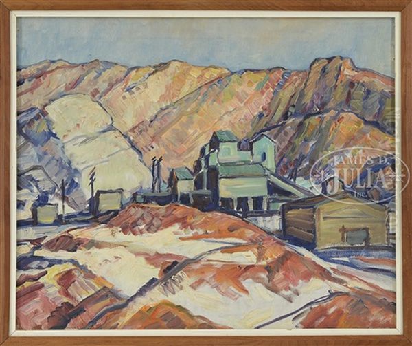 Mining At The Foot Of Mountains Oil Painting by Russell Cheney