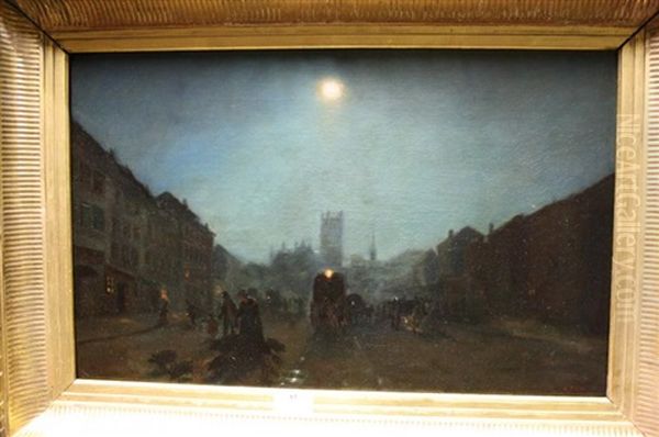 Nocturne : Entree De La Ville Oil Painting by Augustin Pierre Bienvenue Chenu