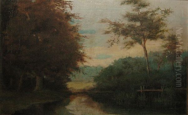 Landschap Met Waterpartij Oil Painting by Augustin Pierre Bienvenue Chenu