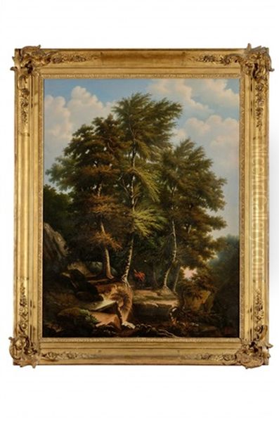 Cavalier Dans Un Sous-bois Oil Painting by Jean-Louis (de Gavaux) Cheret