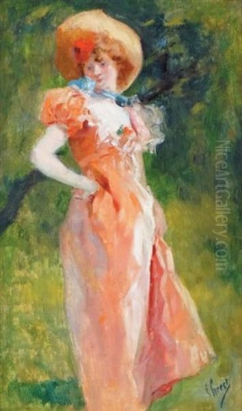 Elegante Au Jardin Oil Painting by Jules Cheret