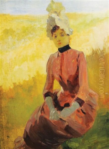 Femme Assise Oil Painting by Jules Cheret