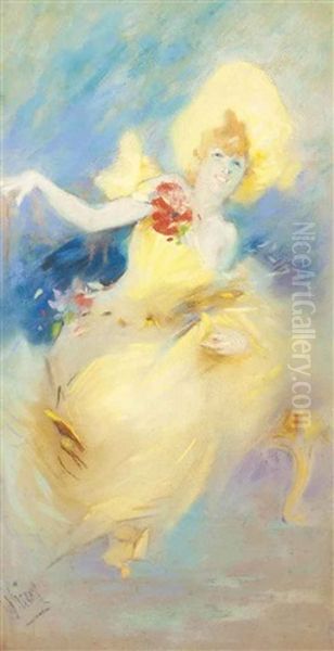 A Dancing Girl Oil Painting by Jules Cheret