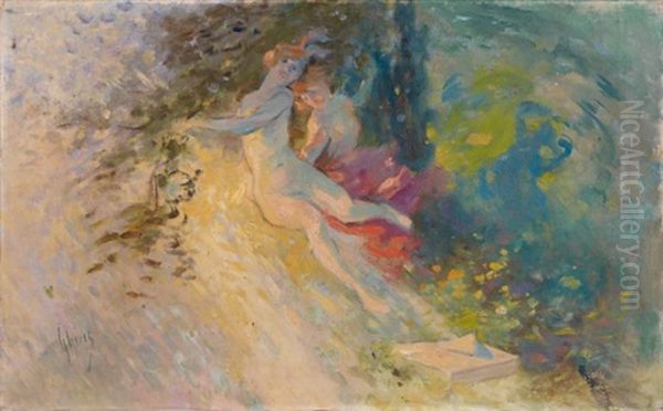 Deux Nymphes Oil Painting by Jules Cheret