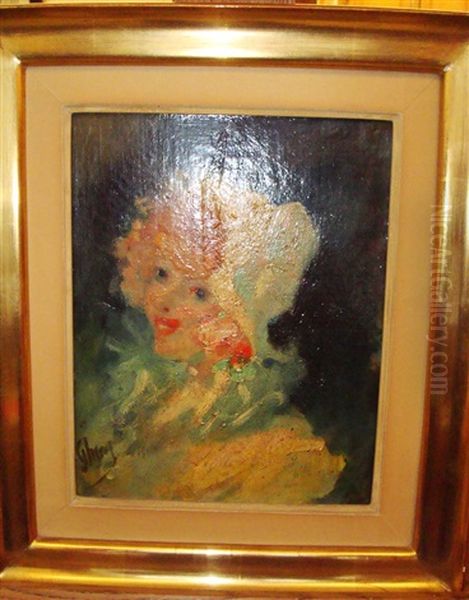 Portrait De Femme Au Chapeau Oil Painting by Jules Cheret