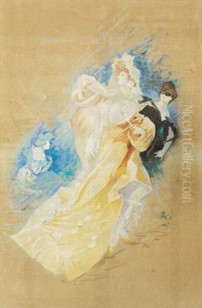 Au Bal Masque Oil Painting by Jules Cheret