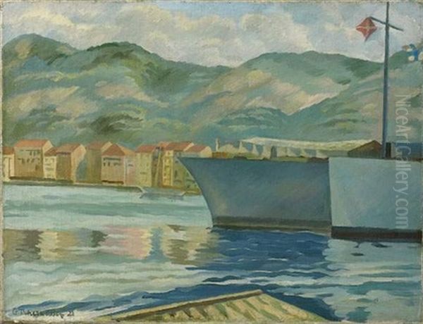 Port Mediterraneen Oil Painting by Georges Cherkesov