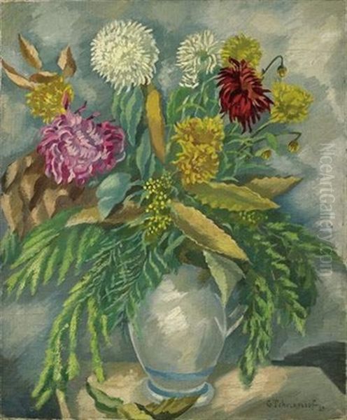 Vase De Fleurs Oil Painting by Georges Cherkesov