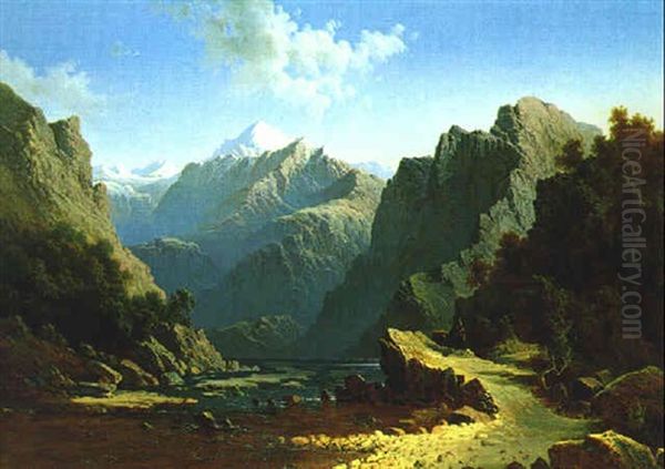 Motiv Aus Dem Kaukasus, Blick Auf Das Kazbek Gebirge Zwischen Vladikavkaz Und Lars Oil Painting by Nikanor Greigor'evich Chernetsov