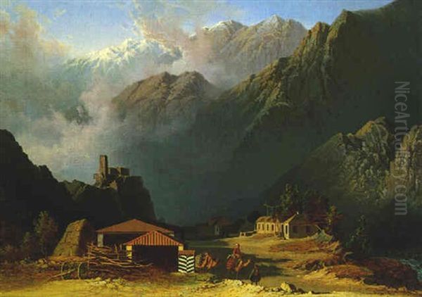 Motiv Aus Dem Kaukasus, Blick Auf Lars, Eine Station An Der Georgischen Militarstrase Oil Painting by Nikanor Greigor'evich Chernetsov