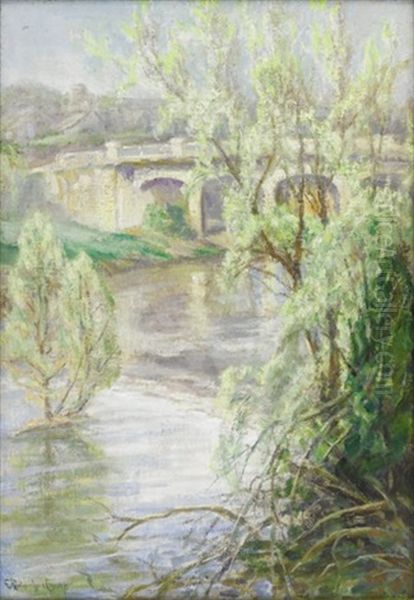 Bridge At Springtime Oil Painting by Emma Richardson Cherry