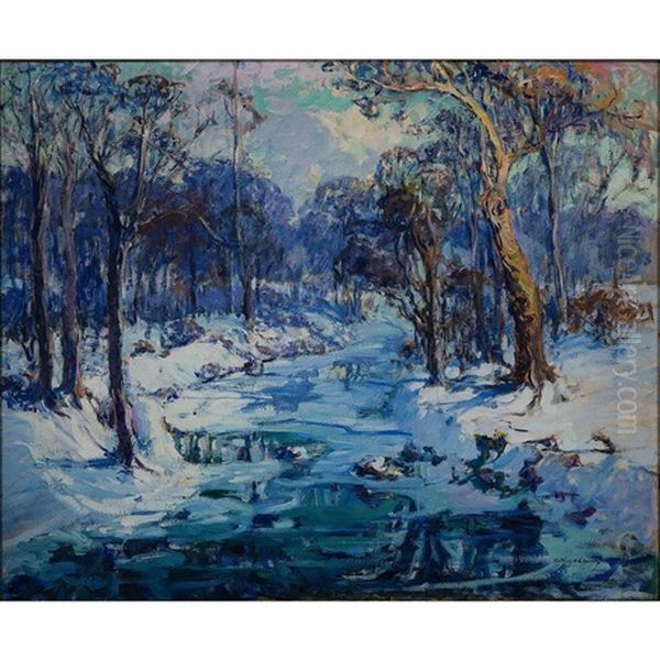 Winter Forest Scene Oil Painting by Kathryn E. Bard Cherry