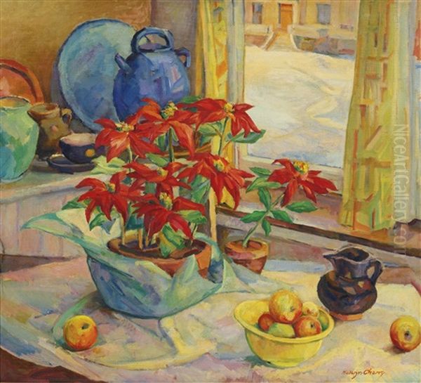 Still Life With Poinsettias by Kathryn E. Bard Cherry