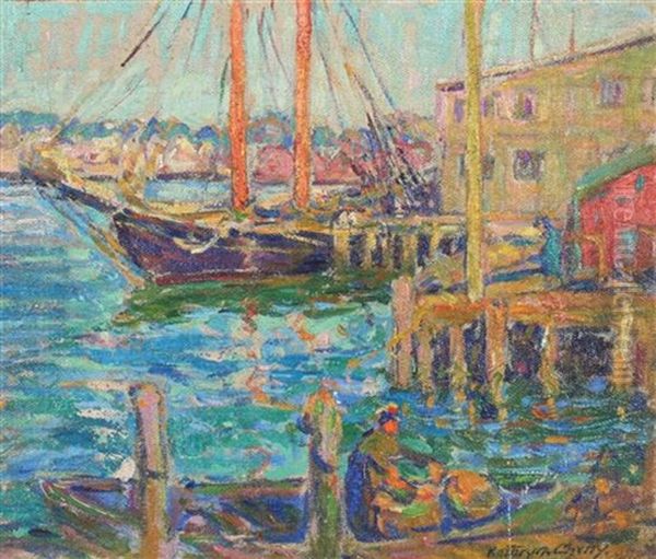 Gloucester Harbor Oil Painting by Kathryn E. Bard Cherry