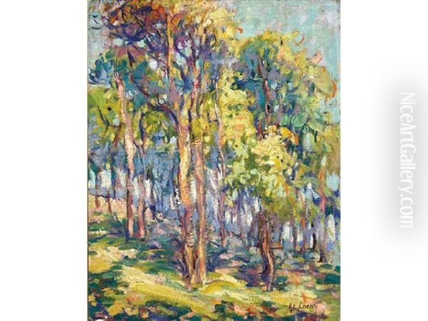 Flowering Trees Landscape Oil Painting by Kathryn E. Bard Cherry