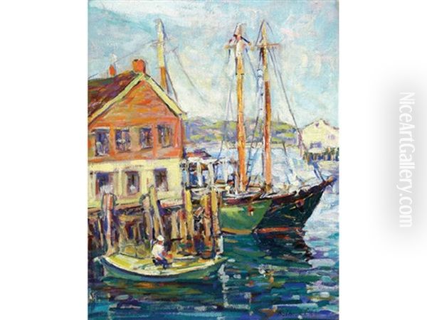 Gloucester Harbor Landscape Oil Painting by Kathryn E. Bard Cherry