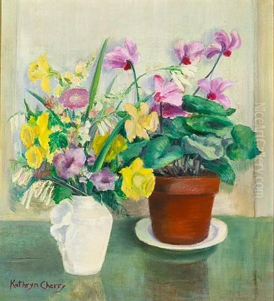 Spring Flowers Oil Painting by Kathryn E. Bard Cherry