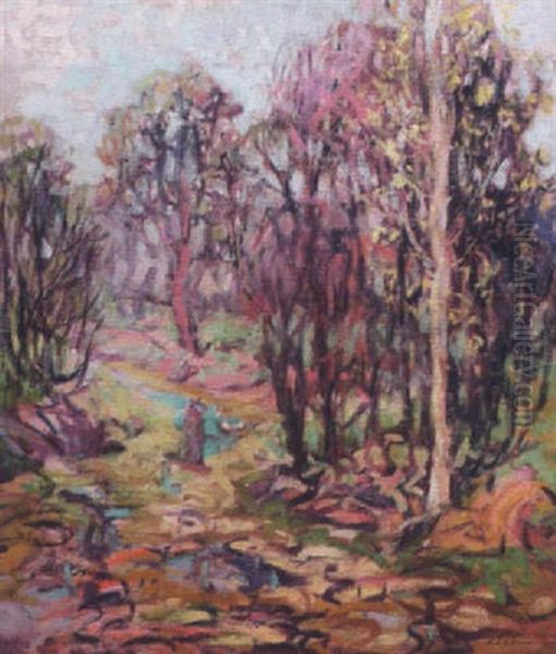 Wooded Landscape Oil Painting by Kathryn E. Bard Cherry