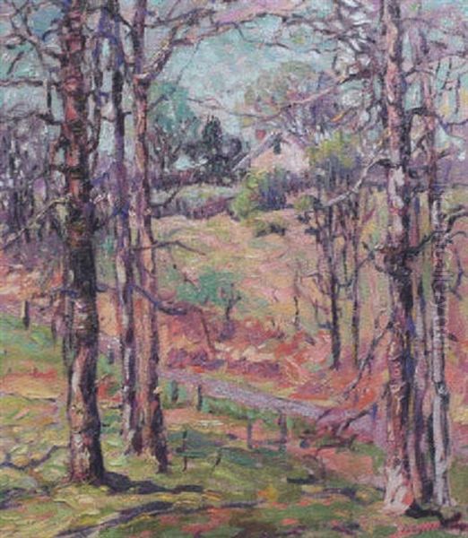 Wooded Landscape With House Oil Painting by Kathryn E. Bard Cherry