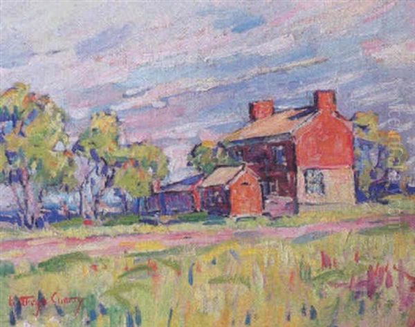 Landscape With House And Trees Oil Painting by Kathryn E. Bard Cherry