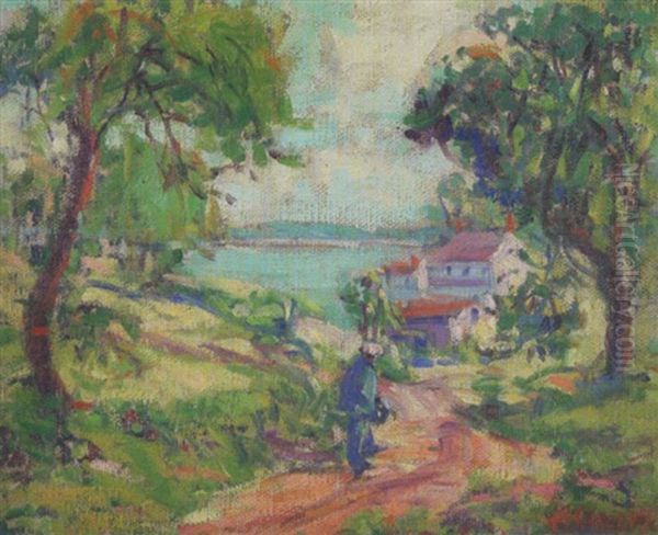 Path In Gloucester Oil Painting by Kathryn E. Bard Cherry