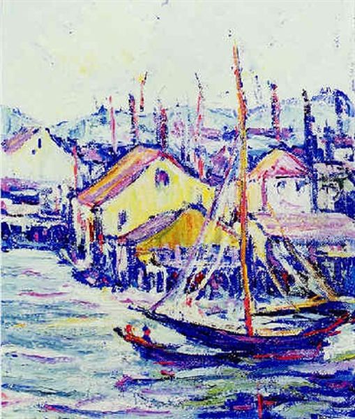 Gloucester Harbor Scene Oil Painting by Kathryn E. Bard Cherry