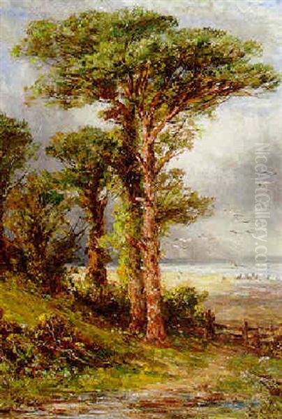 A Wooded Landscape, The Coast Beyond Oil Painting by George F. Chester