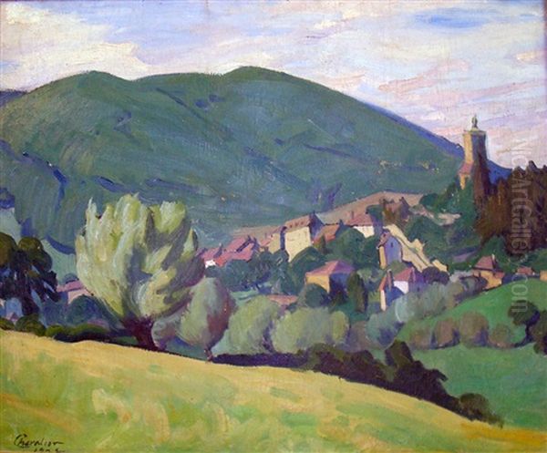 Village En Montagne Oil Painting by Ernest-Jean Chevalier