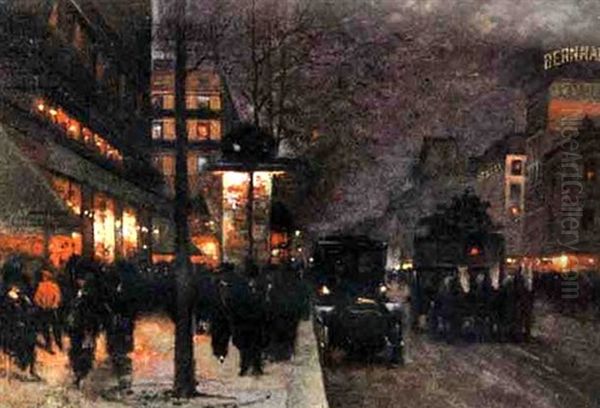 Night Lights Oil Painting by Ernest-Jean Chevalier