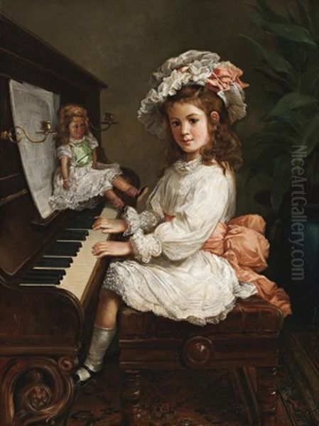 Portrait Of Miss Winifred Hudson As A Young Girl Oil Painting by Nicholas Chevalier