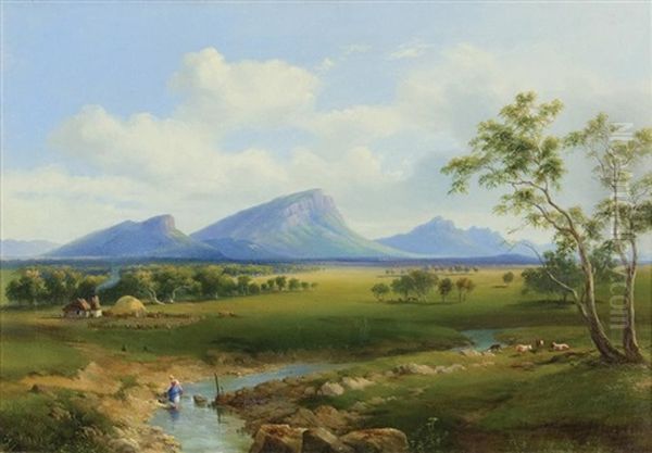 Mount Abrupt And The Grampians Oil Painting by Nicholas Chevalier