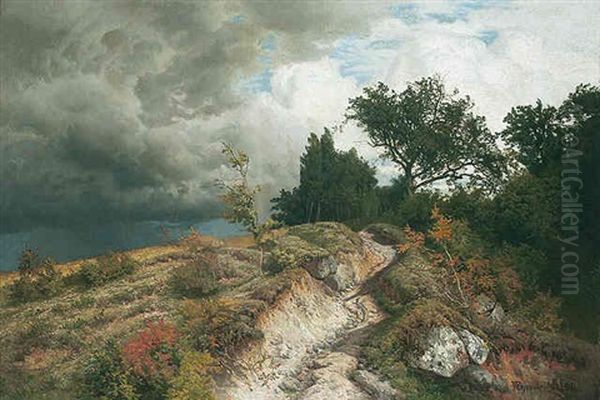 An Approaching Storm Oil Painting by Nicholas Chevalier