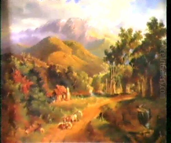 The Buffalo Ranges, Victoria Oil Painting by Nicholas Chevalier