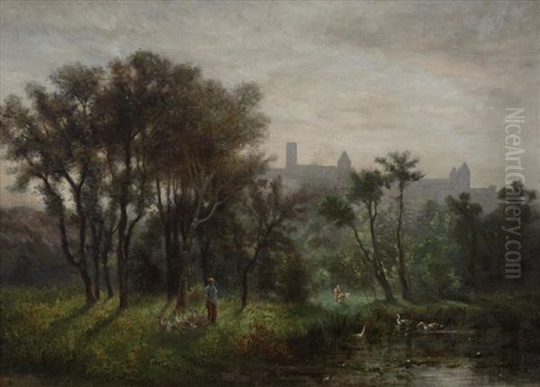 Il Parco Della Villa Oil Painting by Luigi Chialiva