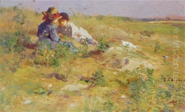 Rendez-vous In The Grass Oil Painting by Luigi Chialiva