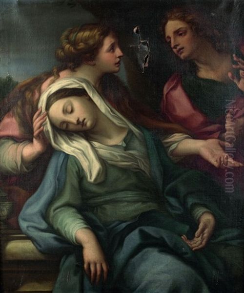 La Pamoison De La Vierge Entre Saint Jean Et Marie-madeleine Oil Painting by Giuseppe Bartolomeo Chiari